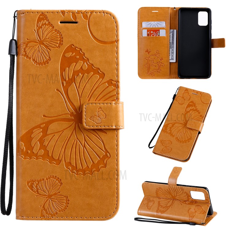 Imprint Butterfly Leather Case for Samsung Galaxy A71 - Brown-1