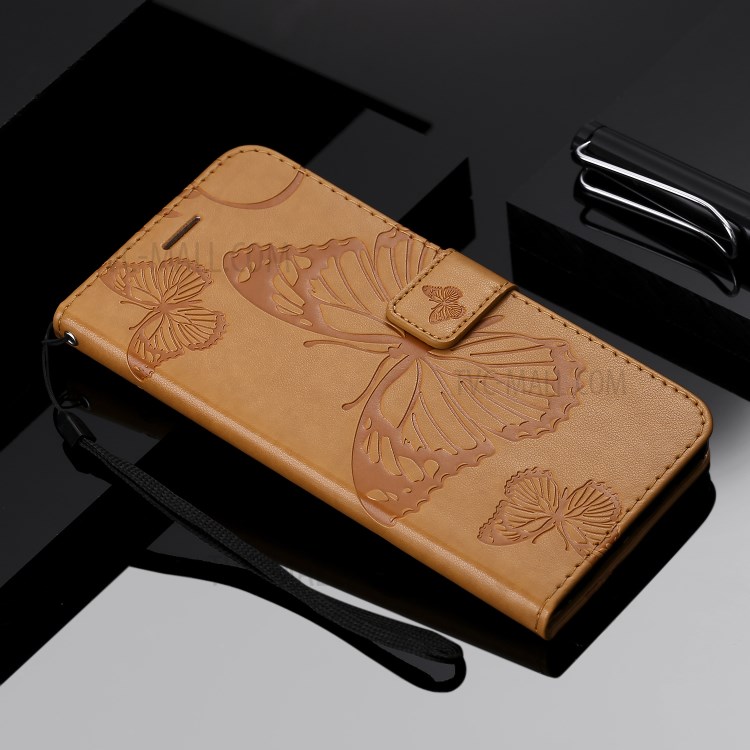 Imprint Butterfly Leather Case for Samsung Galaxy A71 - Brown-10
