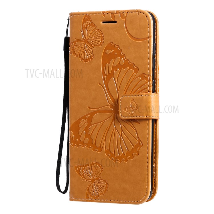 Imprint Butterfly Leather Case for Samsung Galaxy A71 - Brown-3