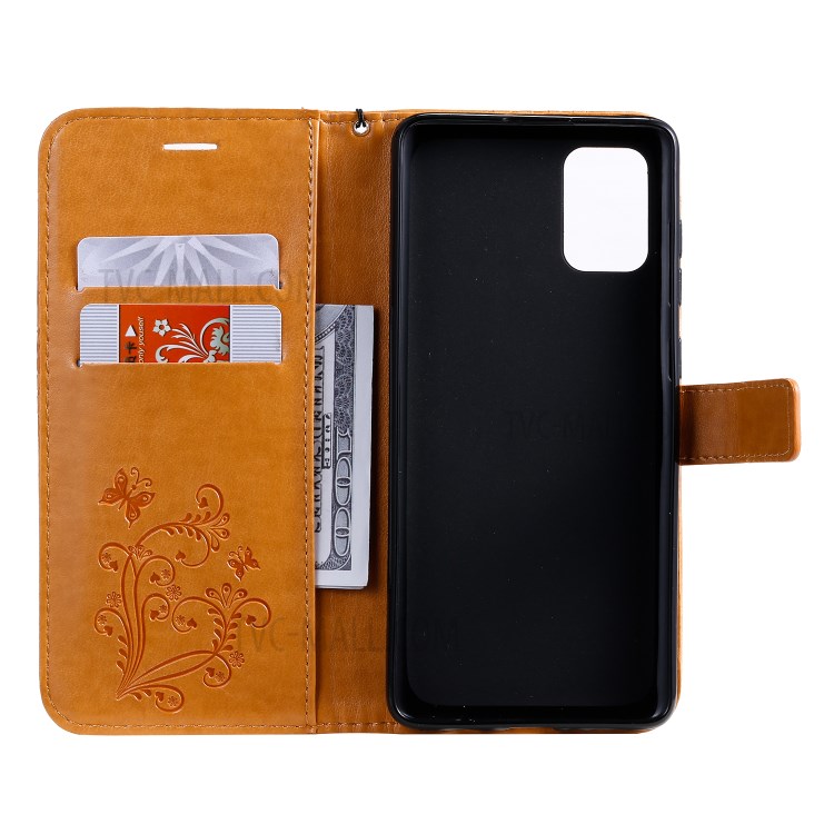 Imprint Butterfly Leather Case for Samsung Galaxy A71 - Brown-5