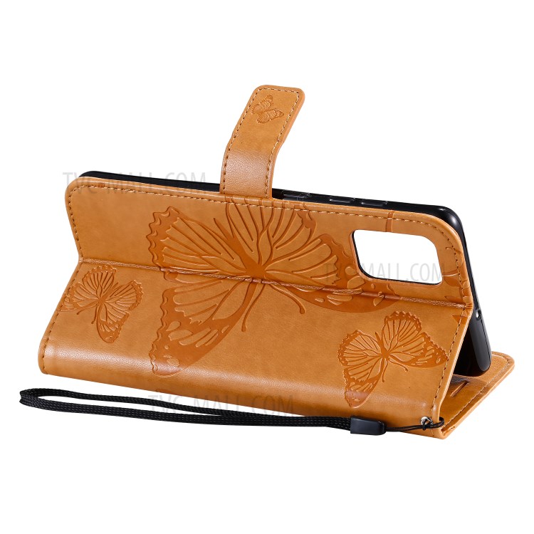 Imprint Butterfly Leather Case for Samsung Galaxy A71 - Brown-6