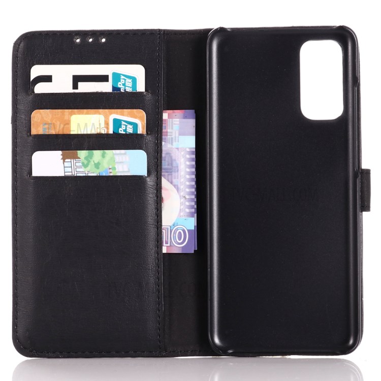 Retro Leather Crazy Horse Surface Casing for Samsung Galaxy S20 - Black-3