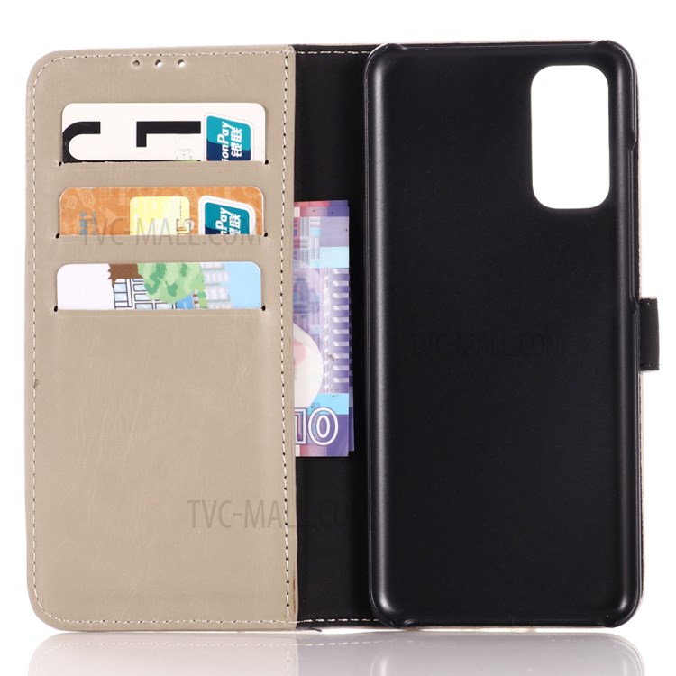 Retro Leather Crazy Horse Surface Casing for Samsung Galaxy S20 - Beige-3
