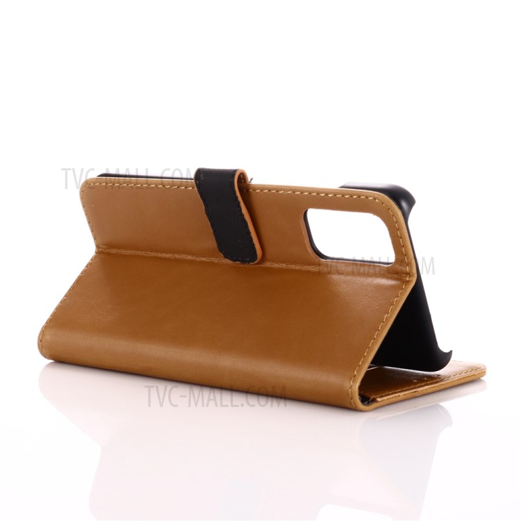 Retro Leather Crazy Horse Surface Casing for Samsung Galaxy S20 - Brown-4