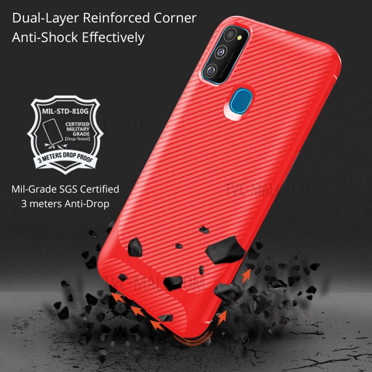 Anti-slip Drop-resistant TPU Phone Case for Samsung Galaxy M21 / M30s - Red-7