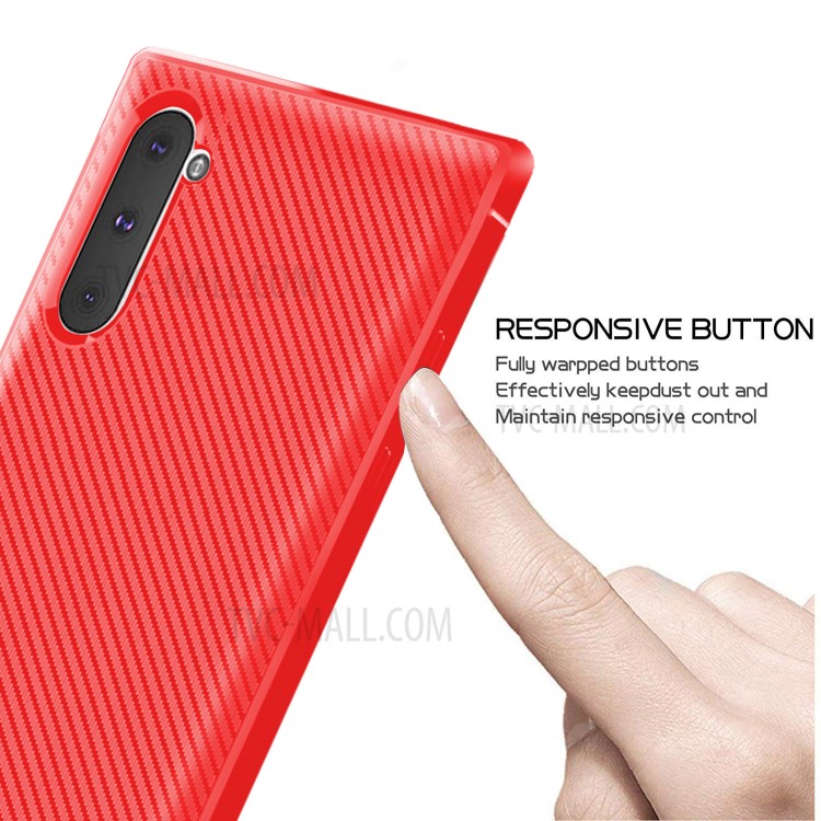 Anti-slip Texture Anti-drop TPU Mobile Case for Samsung Galaxy Note 10/Note 10 5G - Red-4