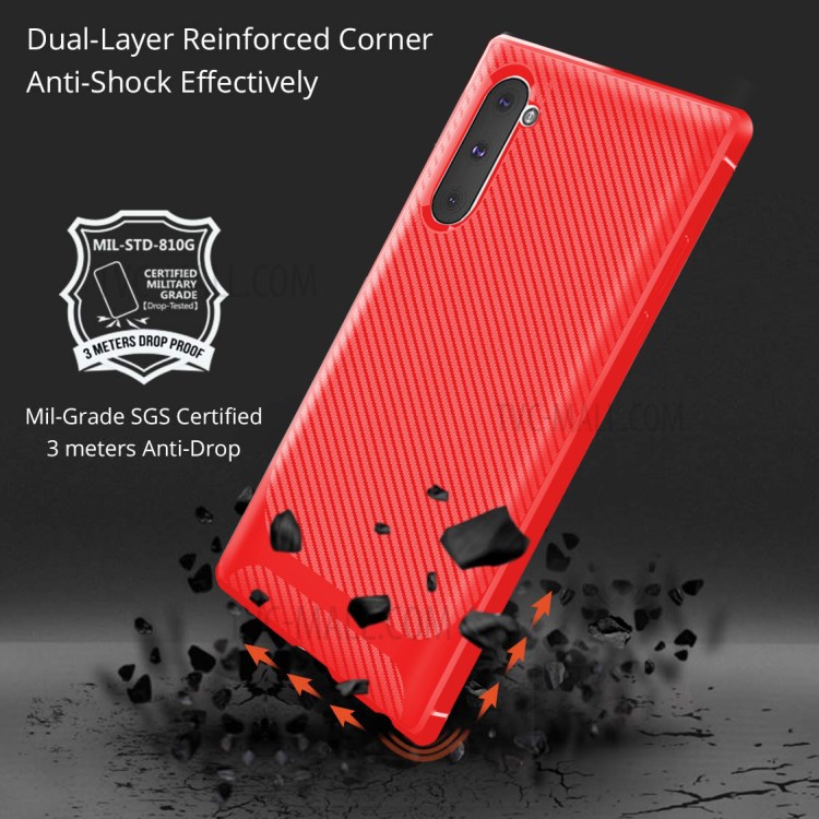 Anti-slip Texture Anti-drop TPU Mobile Case for Samsung Galaxy Note 10/Note 10 5G - Red-6