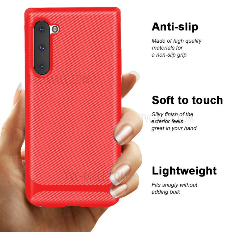 Anti-slip Texture Anti-drop TPU Mobile Case for Samsung Galaxy Note 10/Note 10 5G - Red-8