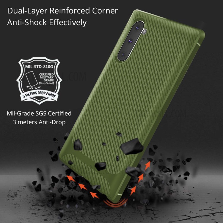 Anti-slip Texture Anti-drop TPU Mobile Case for Samsung Galaxy Note 10/Note 10 5G - Green-7