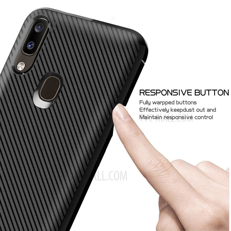 Anti-slip Texture Anti-drop TPU Mobile Case Cover for Samsung Galaxy A20e - Black-4