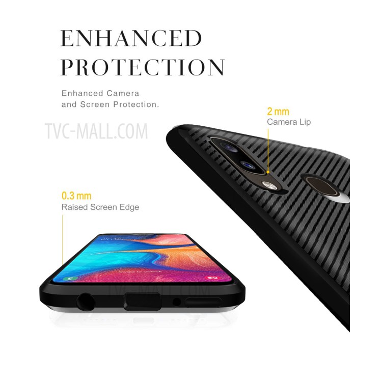 Anti-slip Texture Anti-drop TPU Mobile Case Cover for Samsung Galaxy A20e - Black-8