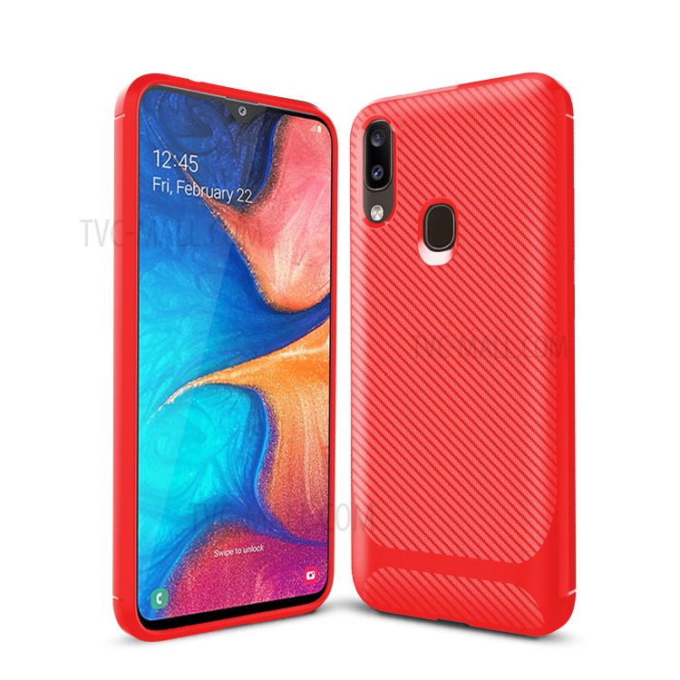 Anti-slip Texture Anti-drop TPU Mobile Case Cover for Samsung Galaxy A20e - Red-10
