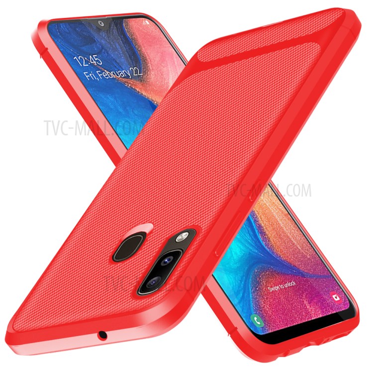 Anti-slip Texture Anti-drop TPU Mobile Case Cover for Samsung Galaxy A20e - Red-11