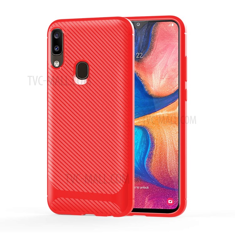Anti-slip Texture Anti-drop TPU Mobile Case Cover for Samsung Galaxy A20e - Red-12