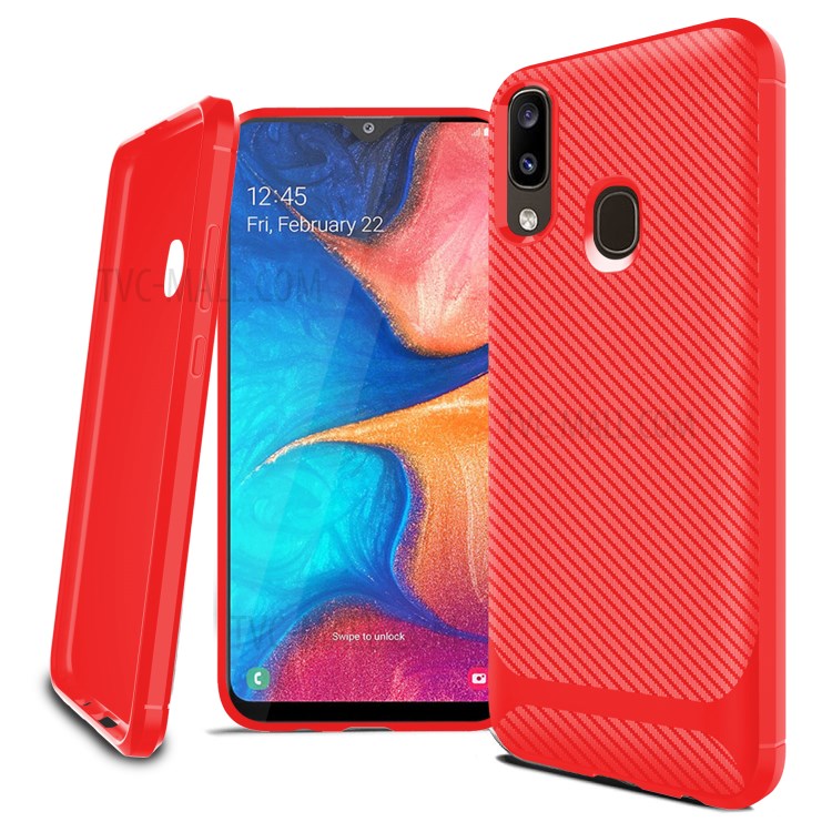 Anti-slip Texture Anti-drop TPU Mobile Case Cover for Samsung Galaxy A20e - Red-13