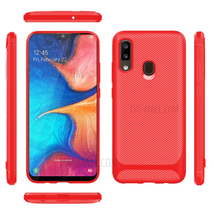 Anti-slip Texture Anti-drop TPU Mobile Case Cover for Samsung Galaxy A20e - Red-14