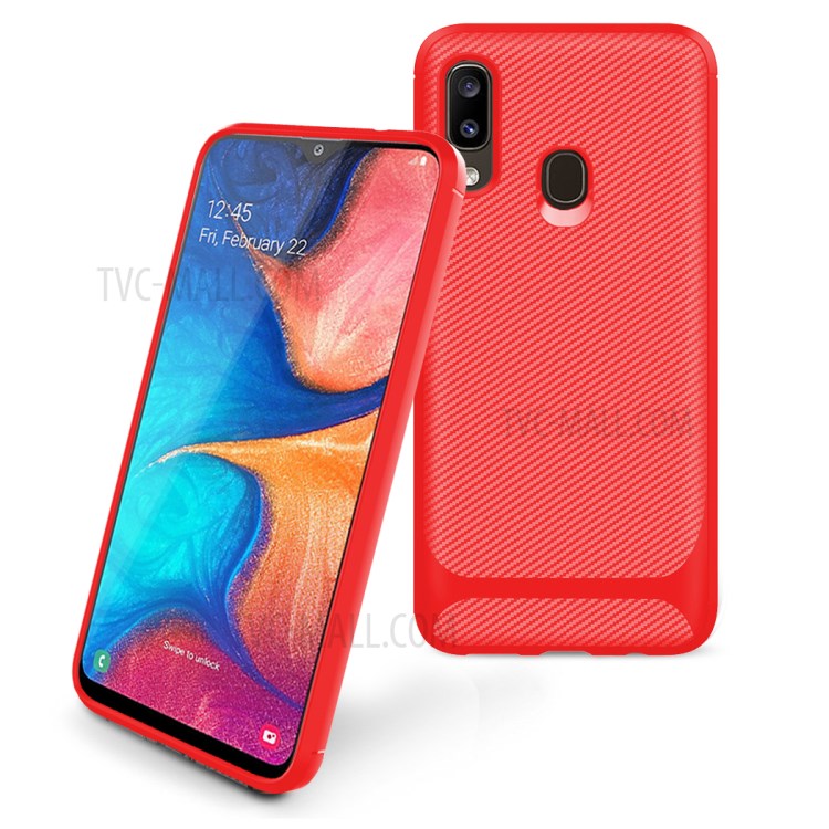 Anti-slip Texture Anti-drop TPU Mobile Case Cover for Samsung Galaxy A20e - Red-2