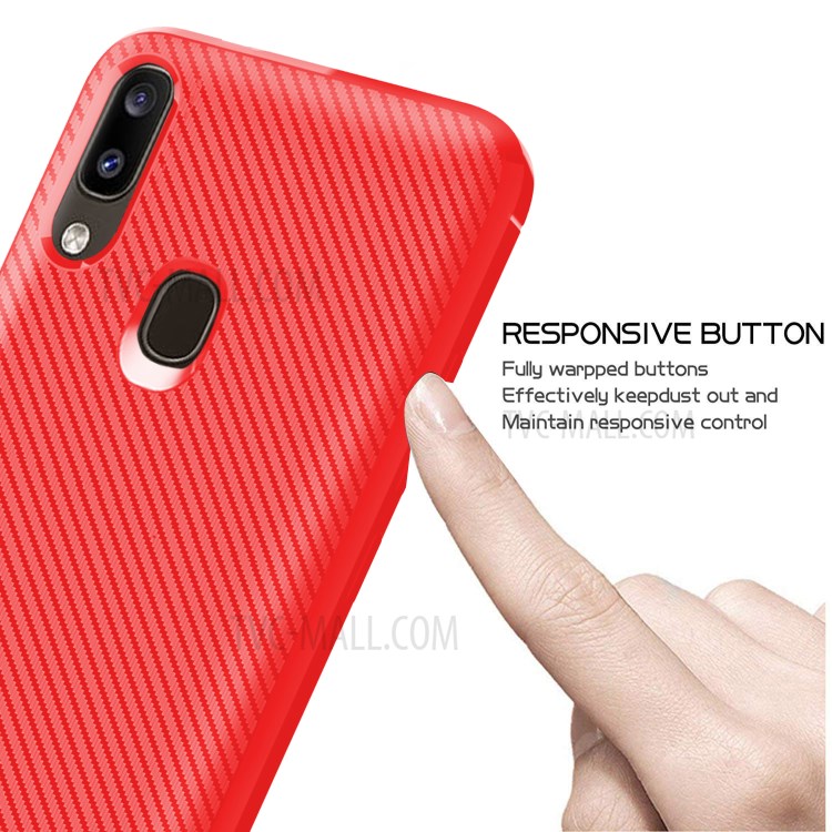 Anti-slip Texture Anti-drop TPU Mobile Case Cover for Samsung Galaxy A20e - Red-4