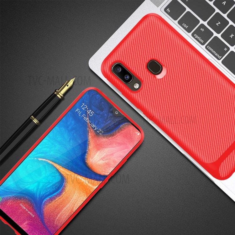 Anti-slip Texture Anti-drop TPU Mobile Case Cover for Samsung Galaxy A20e - Red-5