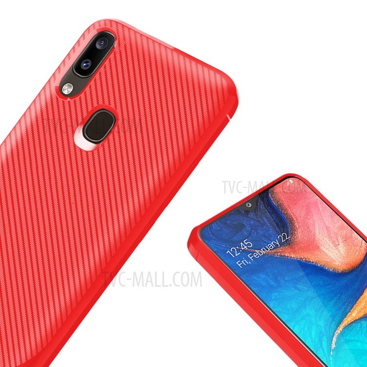 Anti-slip Texture Anti-drop TPU Mobile Case Cover for Samsung Galaxy A20e - Red-6