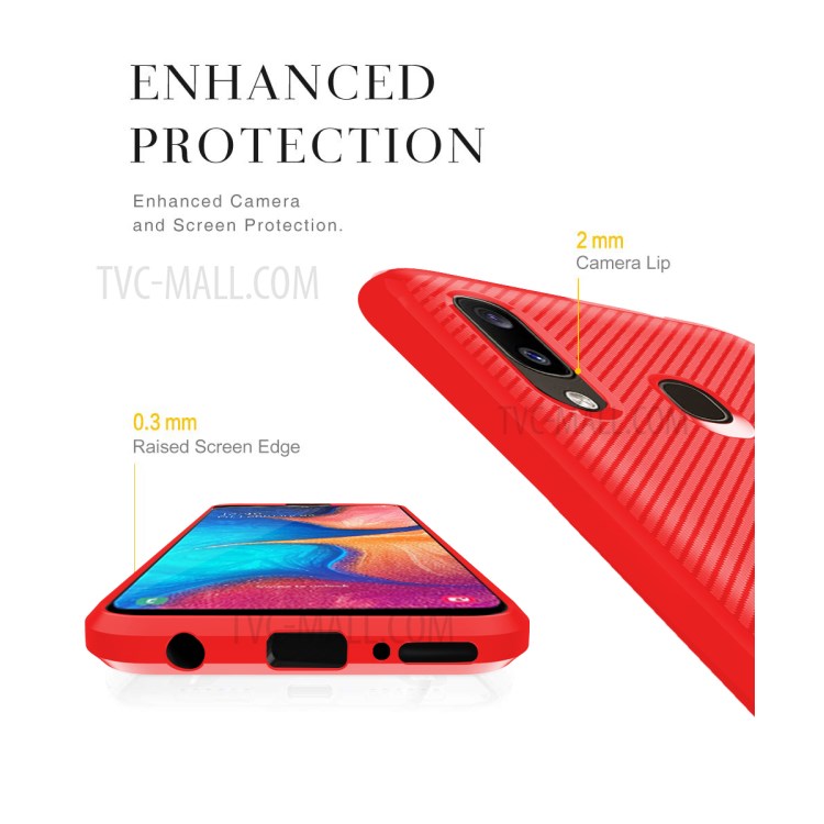 Anti-slip Texture Anti-drop TPU Mobile Case Cover for Samsung Galaxy A20e - Red-8