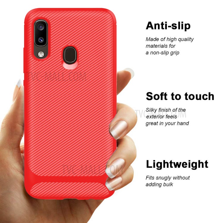 Anti-slip Texture Anti-drop TPU Mobile Case Cover for Samsung Galaxy A20e - Red-9