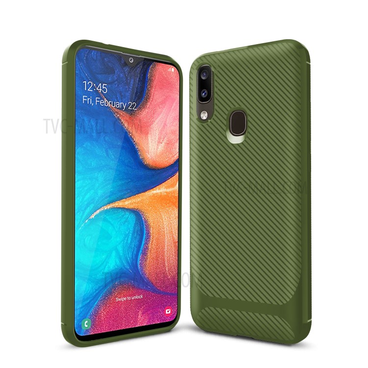 Anti-slip Texture Anti-drop TPU Mobile Case Cover for Samsung Galaxy A20e - Green-10