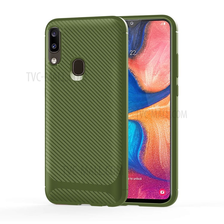 Anti-slip Texture Anti-drop TPU Mobile Case Cover for Samsung Galaxy A20e - Green-12