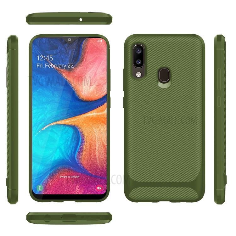 Anti-slip Texture Anti-drop TPU Mobile Case Cover for Samsung Galaxy A20e - Green-14
