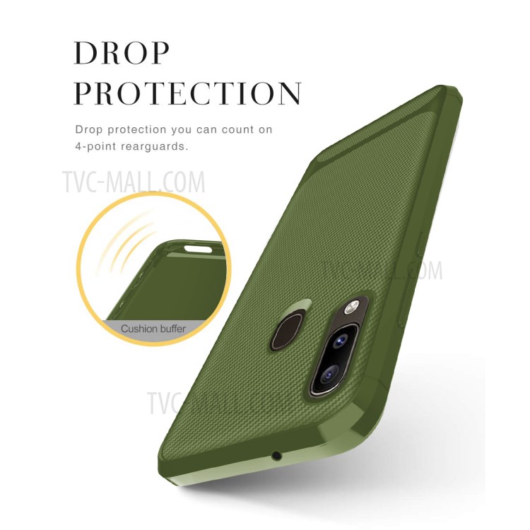 Anti-slip Texture Anti-drop TPU Mobile Case Cover for Samsung Galaxy A20e - Green-3