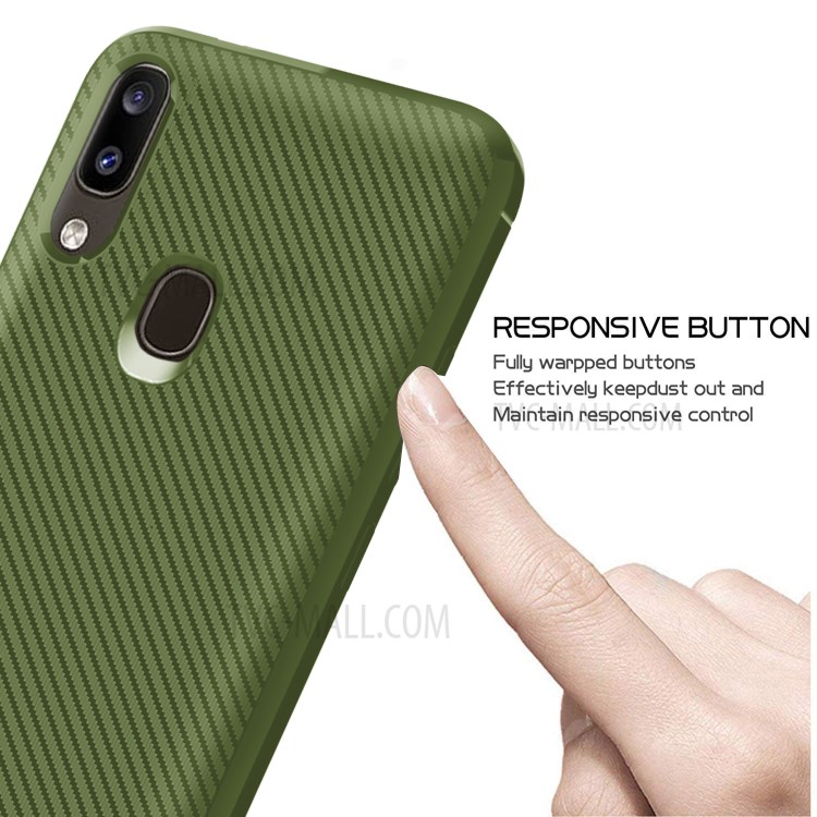 Anti-slip Texture Anti-drop TPU Mobile Case Cover for Samsung Galaxy A20e - Green-4
