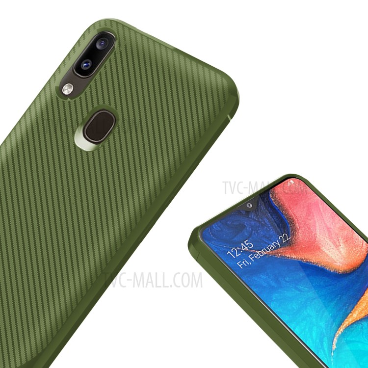 Anti-slip Texture Anti-drop TPU Mobile Case Cover for Samsung Galaxy A20e - Green-6