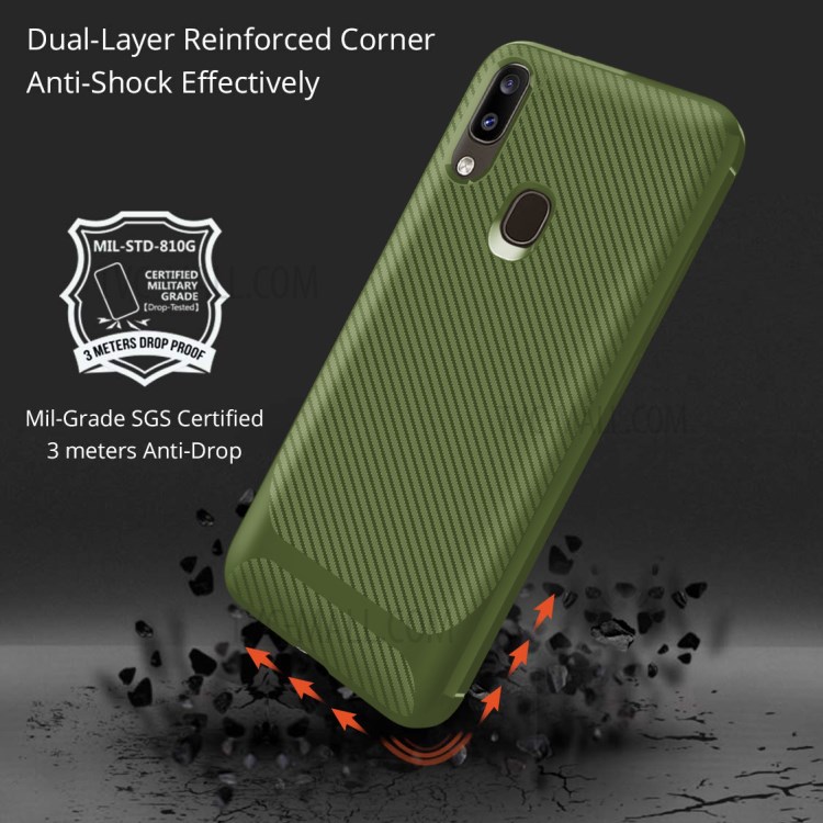 Anti-slip Texture Anti-drop TPU Mobile Case Cover for Samsung Galaxy A20e - Green-7