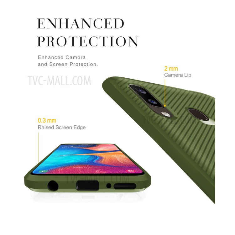 Anti-slip Texture Anti-drop TPU Mobile Case Cover for Samsung Galaxy A20e - Green-8