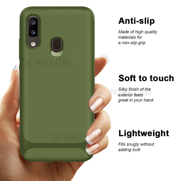 Anti-slip Texture Anti-drop TPU Mobile Case Cover for Samsung Galaxy A20e - Green-9