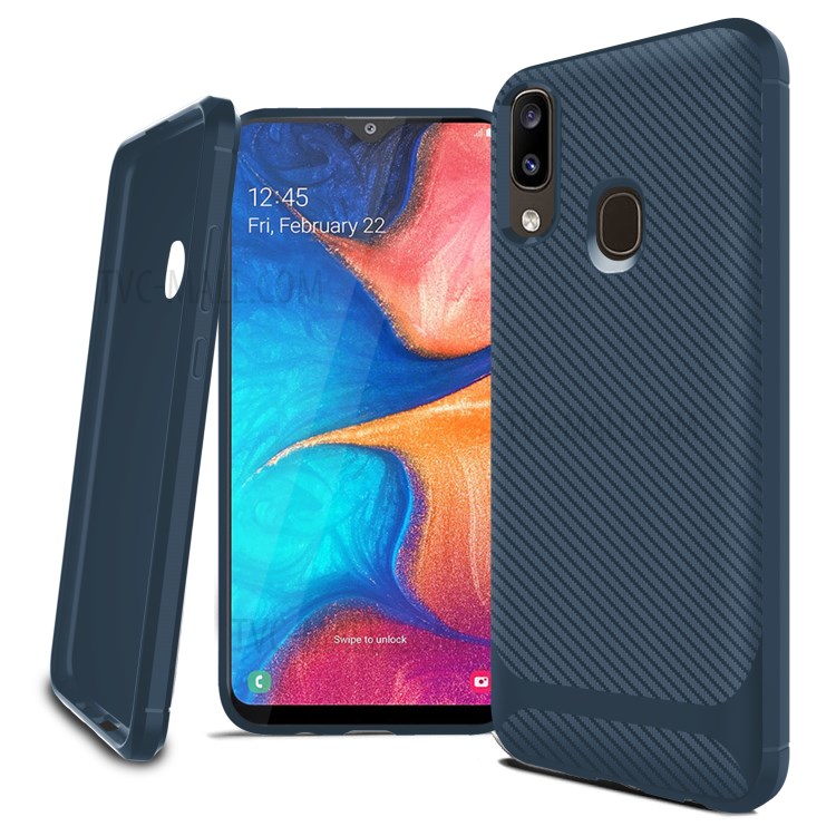 Anti-slip Texture Anti-drop TPU Mobile Case Cover for Samsung Galaxy A20e - Blue-13