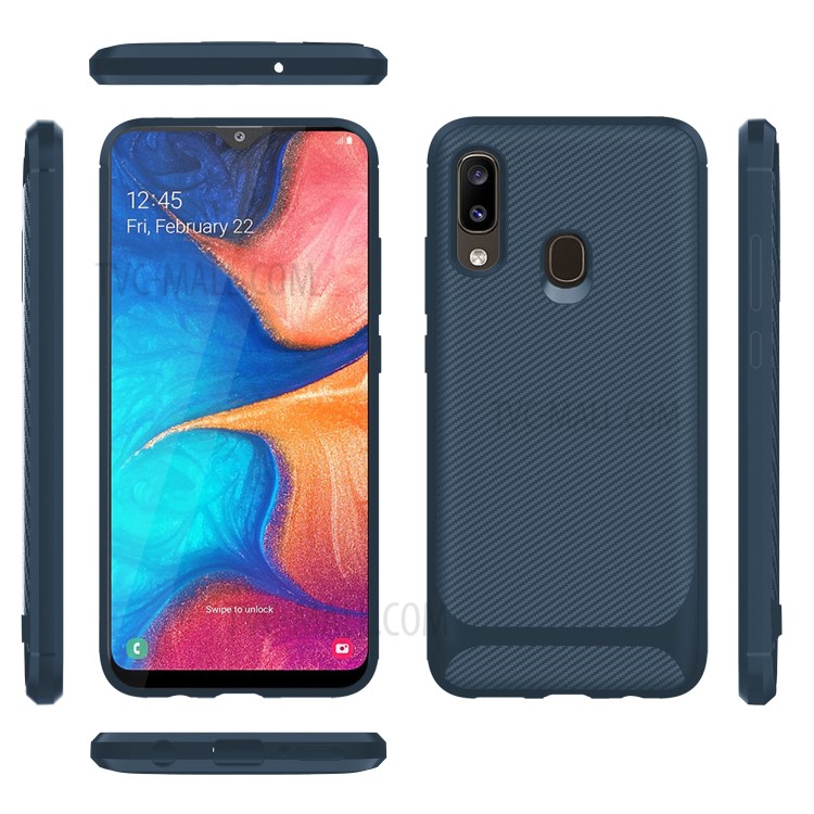 Anti-slip Texture Anti-drop TPU Mobile Case Cover for Samsung Galaxy A20e - Blue-14