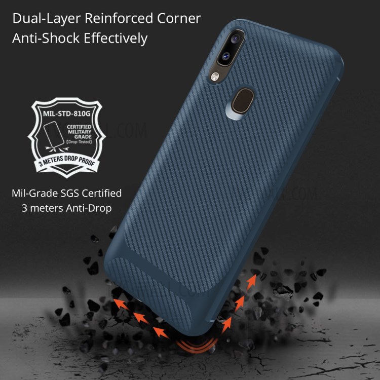 Anti-slip Texture Anti-drop TPU Mobile Case Cover for Samsung Galaxy A20e - Blue-7