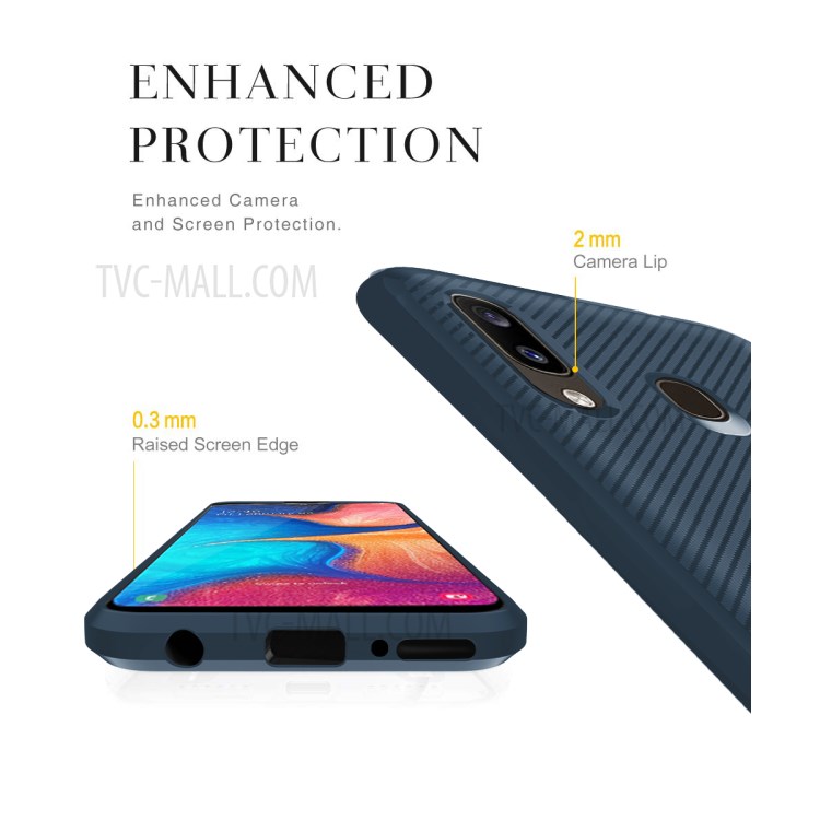 Anti-slip Texture Anti-drop TPU Mobile Case Cover for Samsung Galaxy A20e - Blue-8