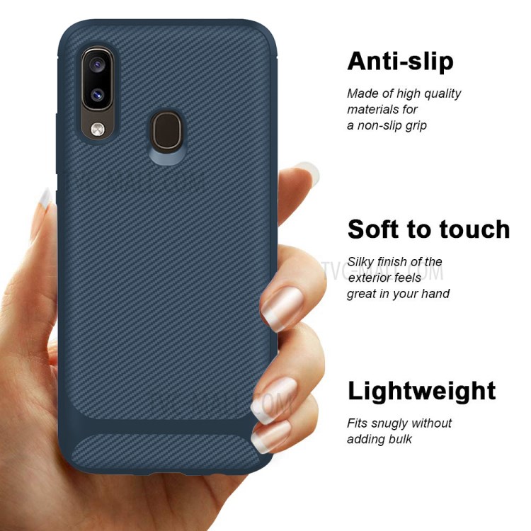 Anti-slip Texture Anti-drop TPU Mobile Case Cover for Samsung Galaxy A20e - Blue-9