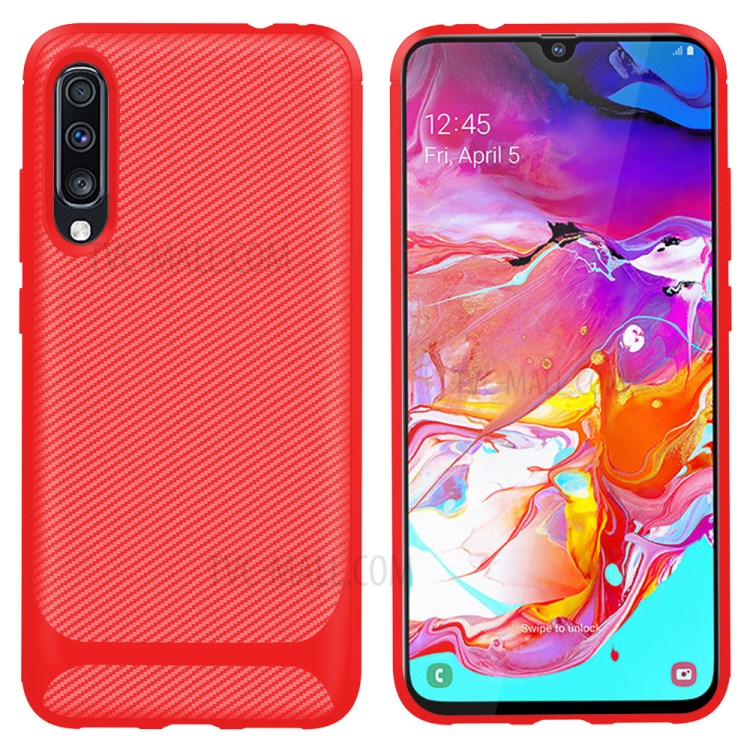 Anti-slip Texture Anti-drop TPU Phone Case for Samsung Galaxy A70 - Red-1