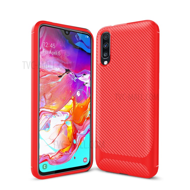Anti-slip Texture Anti-drop TPU Phone Case for Samsung Galaxy A70 - Red-10