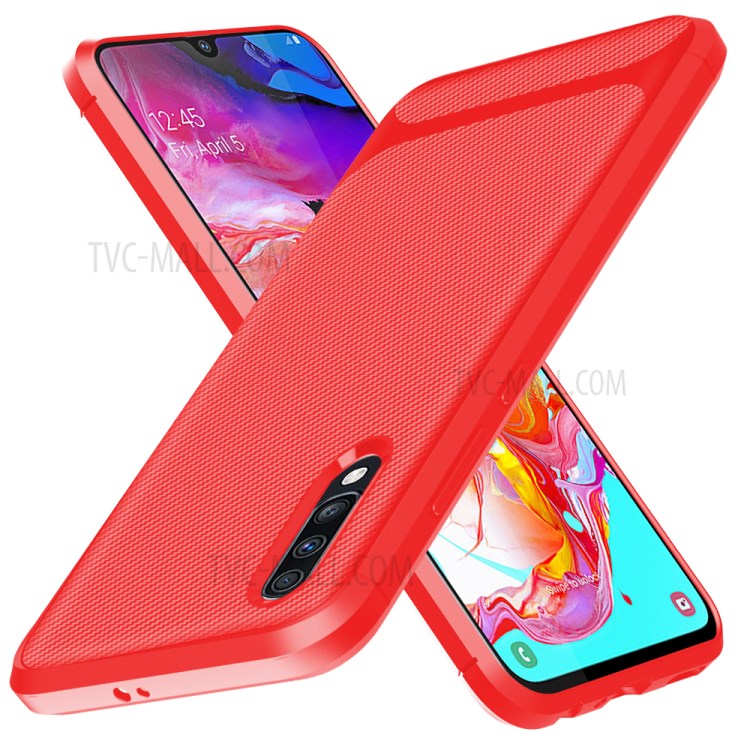 Anti-slip Texture Anti-drop TPU Phone Case for Samsung Galaxy A70 - Red-11