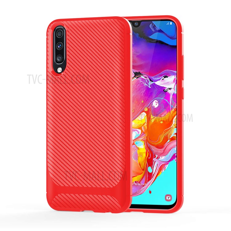 Anti-slip Texture Anti-drop TPU Phone Case for Samsung Galaxy A70 - Red-12