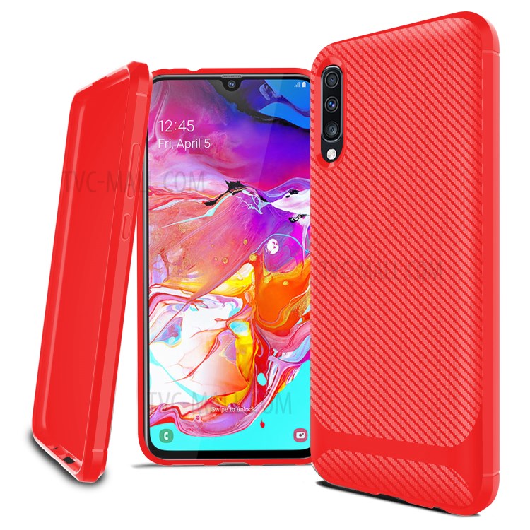 Anti-slip Texture Anti-drop TPU Phone Case for Samsung Galaxy A70 - Red-13