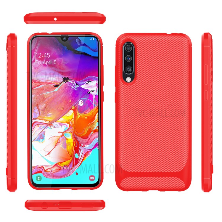 Anti-slip Texture Anti-drop TPU Phone Case for Samsung Galaxy A70 - Red-14