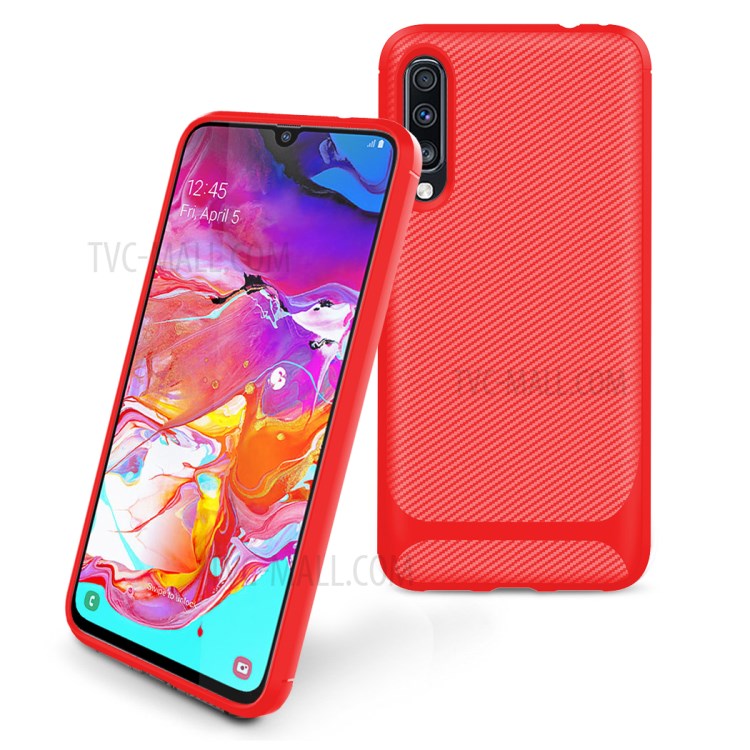 Anti-slip Texture Anti-drop TPU Phone Case for Samsung Galaxy A70 - Red-2