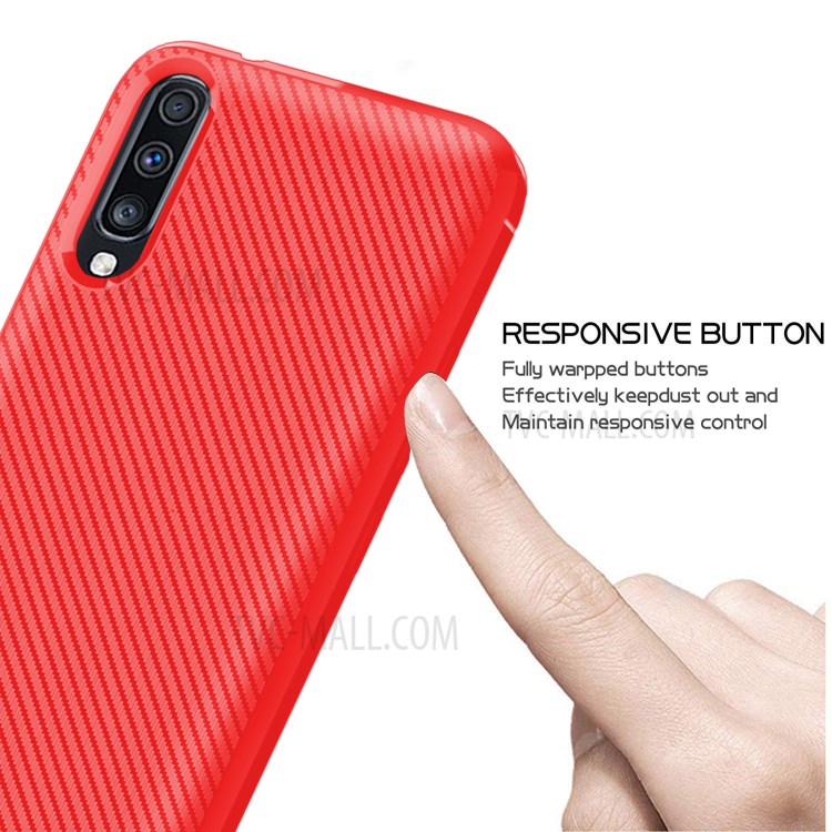 Anti-slip Texture Anti-drop TPU Phone Case for Samsung Galaxy A70 - Red-4