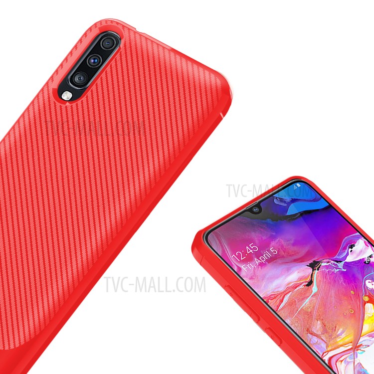 Anti-slip Texture Anti-drop TPU Phone Case for Samsung Galaxy A70 - Red-6