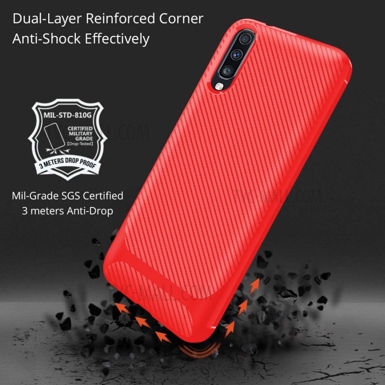 Anti-slip Texture Anti-drop TPU Phone Case for Samsung Galaxy A70 - Red-7